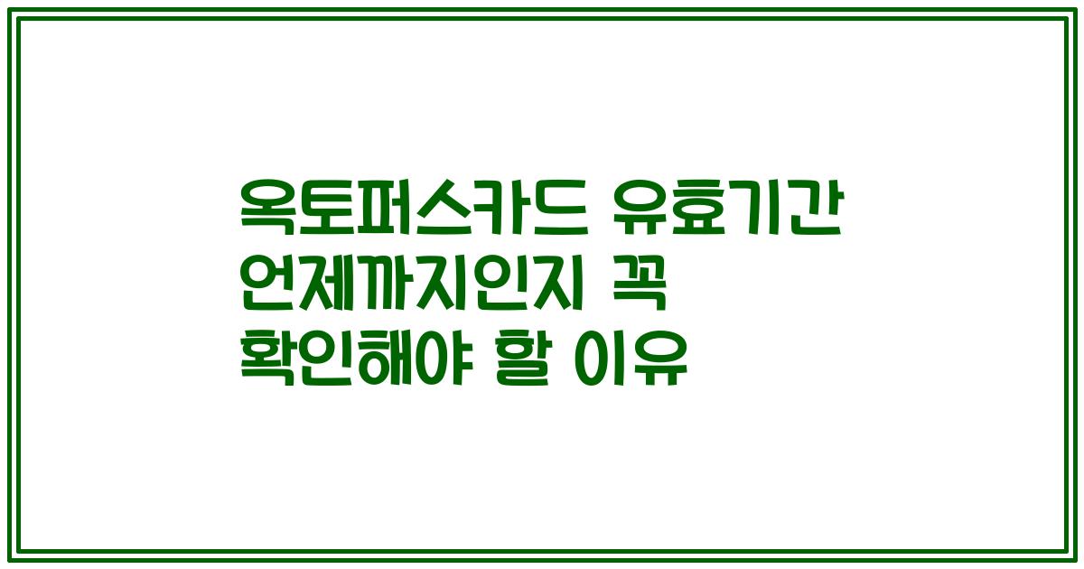 옥토퍼스카드 유효기간 언제까지인지 꼭 확인해야 할 이유